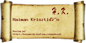 Haiman Krisztián névjegykártya